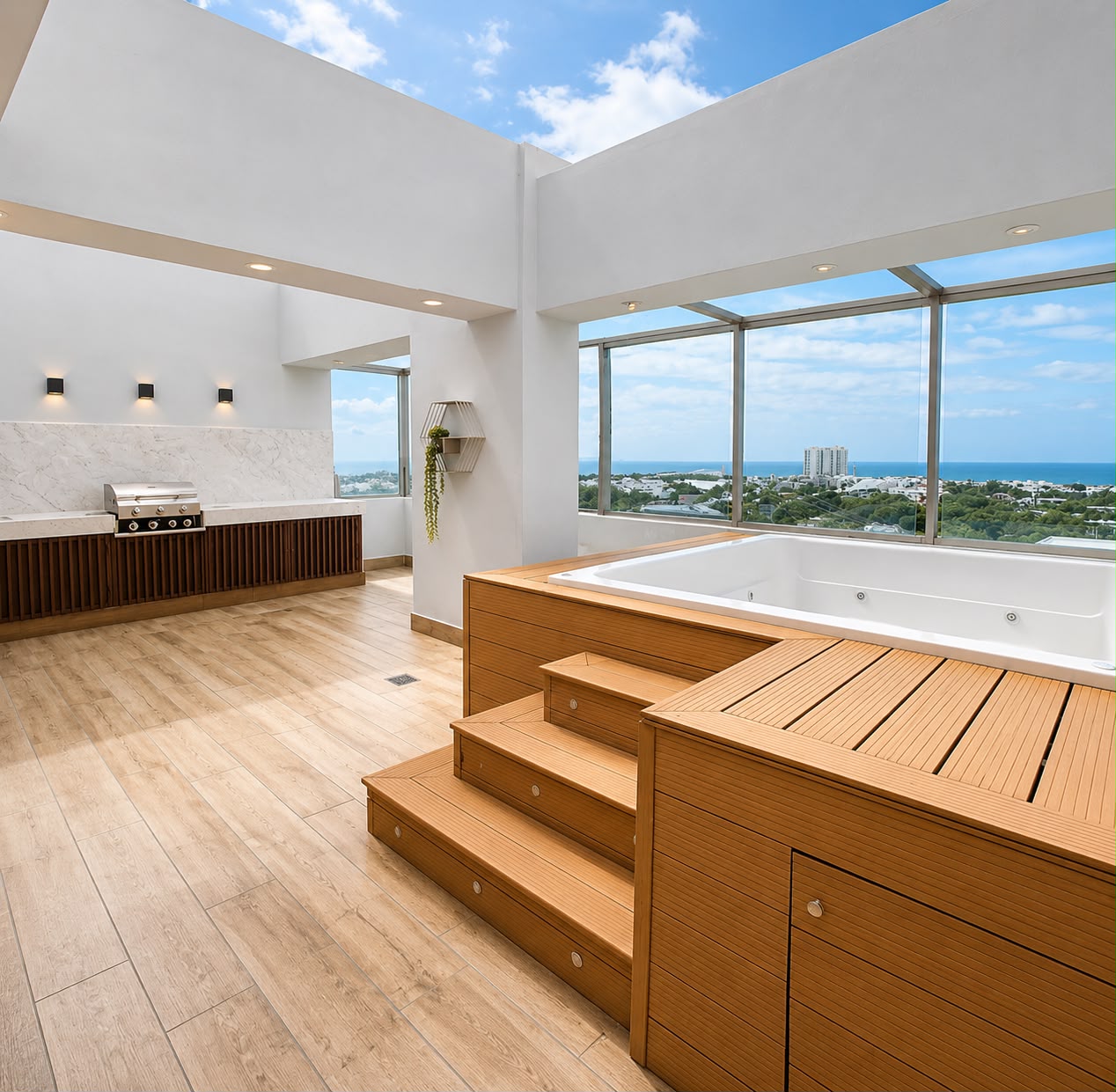 Picuzzi y terraza del apartamento en Mirador Sur
